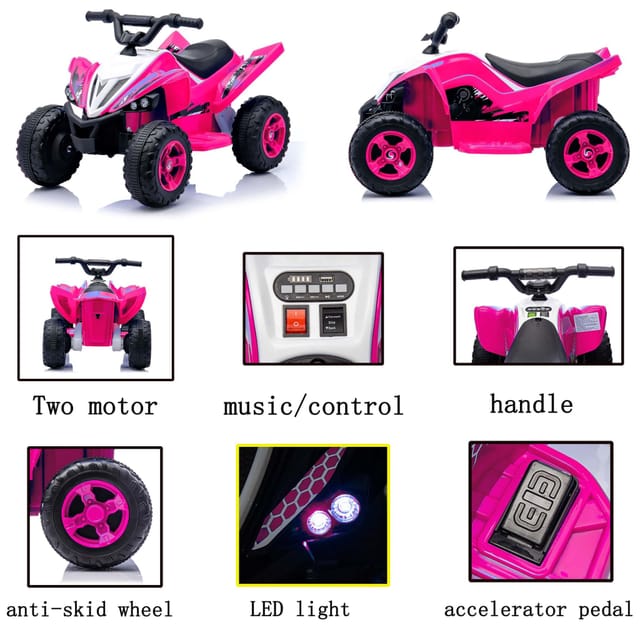 Kinder-quad, Batteriebetriebenes Elektrofahrzeug Mit Led-beleuchtung, Hoher Und Niedriger Geschwindigkeit, Hupe, Wiederaufladbares Elektroauto Für Jungen Und Mädchen, Geschenkidee, Quad