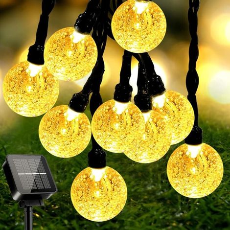 Solar-lichterkette, 11 M, 60 Leds, Kristall-lichterkette Für Drinnen Und Draußen, 8 Modi, Ip65 Wasserdichte Solarlaternen Für Garten, Terrasse, Balkon, Bäume, Hochzeiten Und Partys