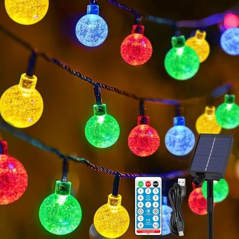 Solar-lichterkette, Solar-weihnachtsbeleuchtung Für Den Außenbereich, 6,5 M Lange Solar-lichterkette Mit 30 Led-kristallkugeln, 8 Modi, Ip65 Wasserdicht, Solar-gartenbeleuchtung Für Hochzeiten, Partys