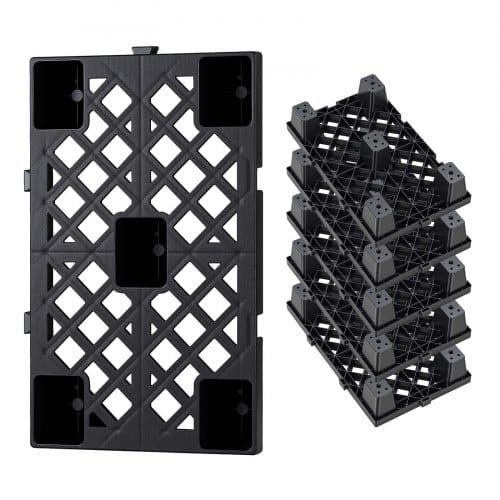Vevor 6x Kunststoffpaletten 500x305x100 Mm, Nestbare Leichtpaletten Mit 1000 Kg/㎡ Statischer Traglast, Industriepaletten Mit Gitterstruktur Schnappverbindung, Bodenpaletten Für Lager Garage Supermarkt