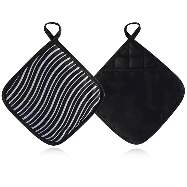 Ofenhandschuhe, Hitzebeständig, Schützen Vor Hohen Temperaturen, Ofenhandschuhe Zum Backen (schwarze Streifen - 20 X 20 Cm - 2er-pack)