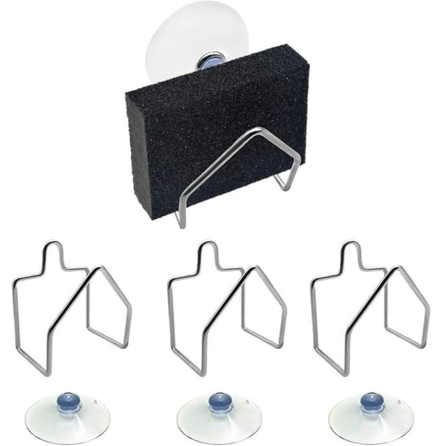 Küchenschwammhalter Aus Edelstahl, Schwammhalter Aus Edelstahl, Bad-schwammhalter Mit Starkem Saugnapf, Geeignet Für Geschirrtücher, Spülbeckenabdeckungen, 3er-pack