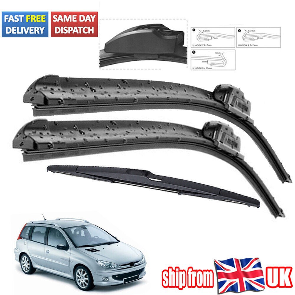 Scheibenwischerblatt-set Für Front- Und Heckscheibe Für Peugeot 206 01-06 Schrägheck, Größe 22, 22, 14.