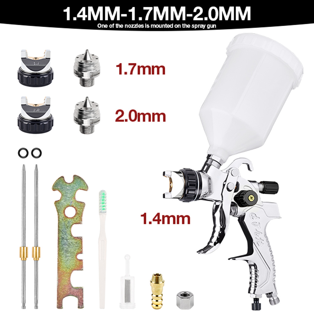 Schwarze Pneumatische Lackierpistole Für Fahrzeugkarosserien, Hochleistungs-spritzpistole, Becherform, 1,4/1,7/2,0 Mm.