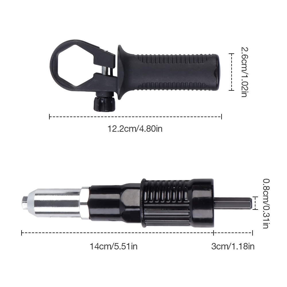 Schwarzer Adapter Für Nietpistole, Elektrische Nietpistole, Popnietwerkzeug, Elektrische Stecknietpistole, Nietenauszieher Aus Aluminiumlegierung.