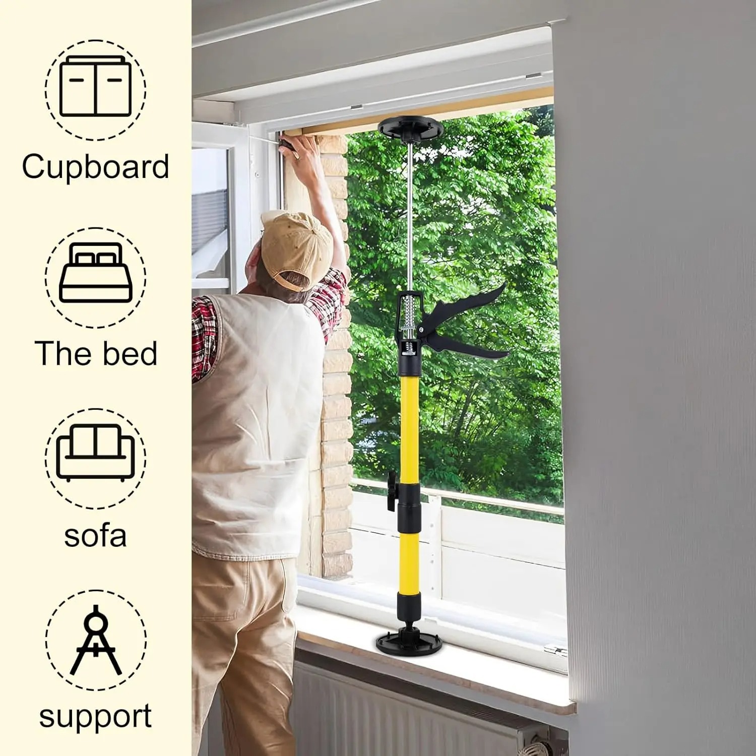 Set Aus 2 Manuellen Teleskopstützen Zur Montage Von Wand- Und Küchenschränken – Teleskopierbare Stahlstützstange Für Zeit- Und Kraftersparnis
