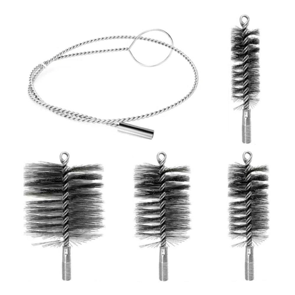 Set Mit 5 Metallbürsten Für Schornsteinzüge (30, 50, 80, 150 Mm, Set Mit 4 Stück Und Entgratungsstab)