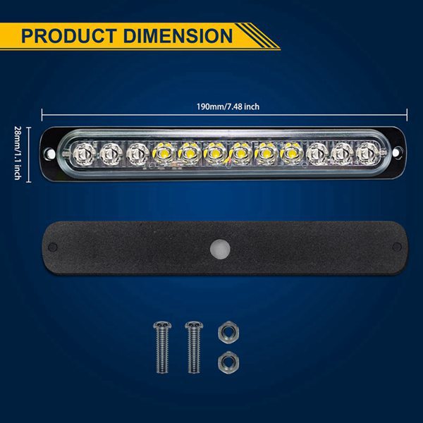 Spezifikationen (schwarz): Blau + Weiß + Blau Material: Aluminium 12 Led-seitenleuchten Mit Blinklicht Und Warnleuchten