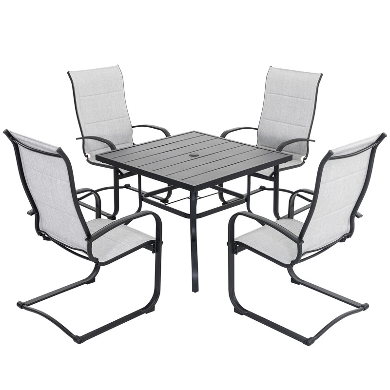 5-teiliges Gartenmöbel Set, Textilene-stühle Und Quadratischer Tisch