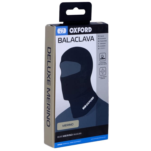 Oxford-sturmhaube Aus 100 % Merinowolle Mit Großer Augenöffnung. Deluxe-merino-sturmhaube, Schwarz, Einheitsgröße.