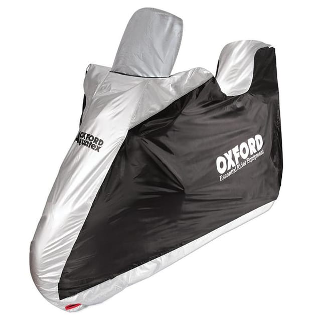 Oxford Aquatex Scooter Highscreen Topbox Wasserdichte Abdeckung Für Scooter Mit Hoher Scheibe Und Topbox Farbe Grau/schwarz Universalgrösse