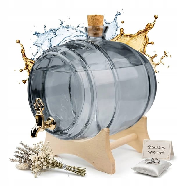 5-liter-glasfass Mit Zapfhahn, Ideal Als Geschenk Für Hochzeiten Und Partys.