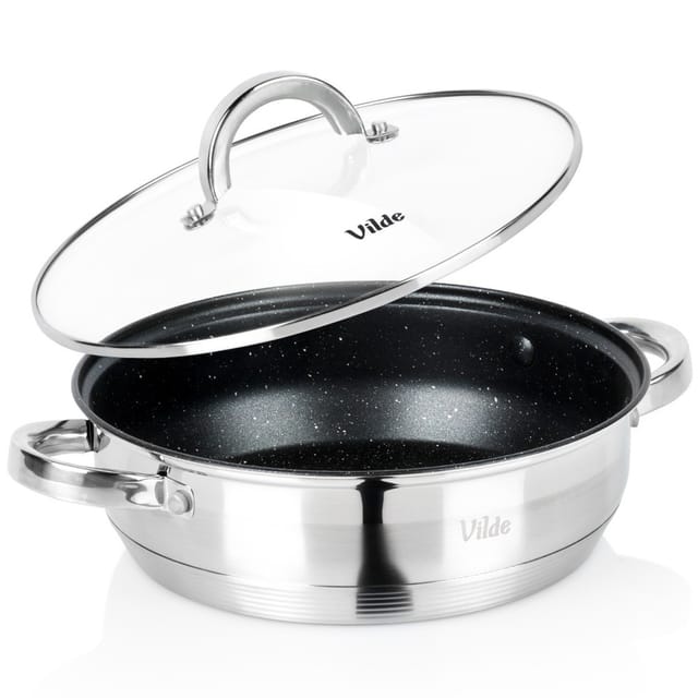 Tiefer Granit-brattopf Mit Deckel, 24 Cm, 3,1 L