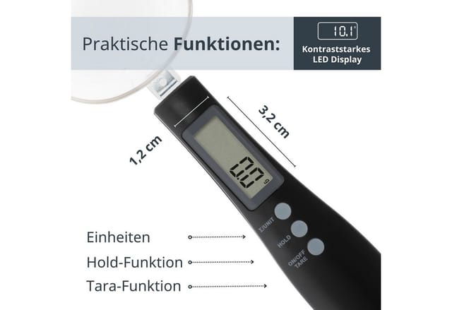 Ade Messlöffel Mit Skala, Bis 300 G, 25 Cm, Schwarz