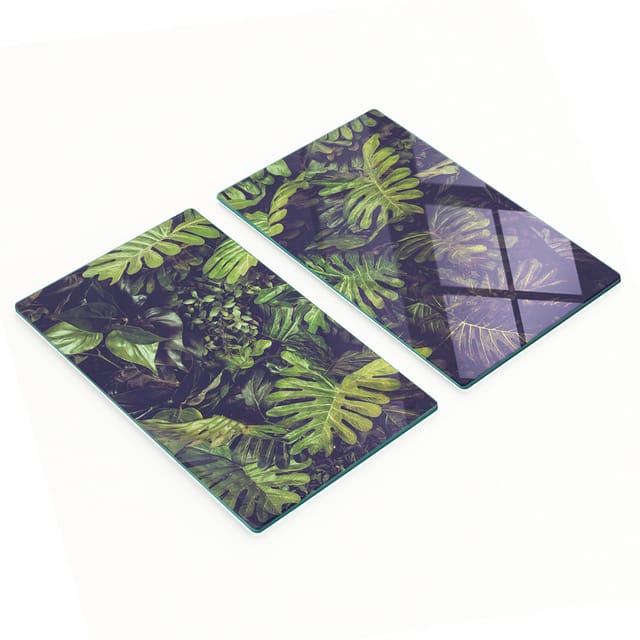 Dekorative Glas-schneide- Und Servierbretter Mit Monstera-blättern, 2 X 30 X 52 Cm