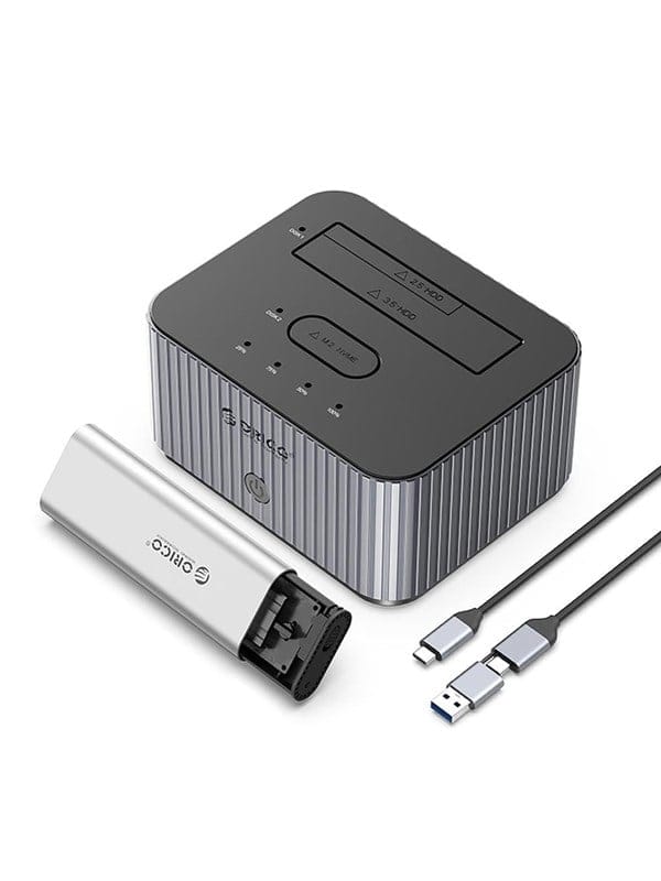 It28e-c Dockingstation Mit Klonfunktion Für 2 M.2 Nvme 2,5" / 3,5" Hdd / 2,5" Ssd-laufwerke – Grau