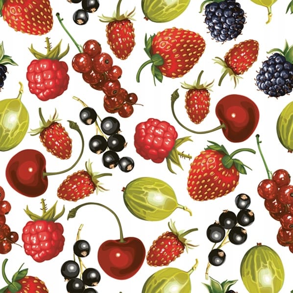 Sommerfrucht-servietten, Geburtstag, 33x33cm, 20 Stück.