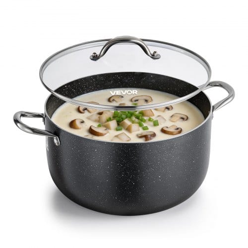 Suppentopf Aus Aluminium 11,4 L Antihaftbeschichtet Kochtopf Mit Glasdeckel, Pfoa- Und Pfas-frei, Kompatibel Mit Gasherden Induktionsherden Elektroherden, Ideal Für Suppen Eintöpfe Und Pasta