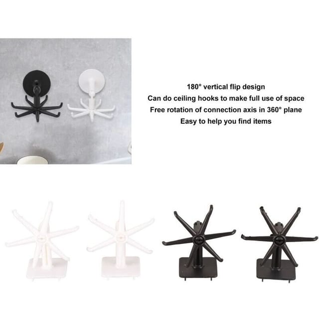 4-teiliges Drehbares Wandhaken-set – 180° Und 360° Drehbar Für Badezimmer, 6 Zinken