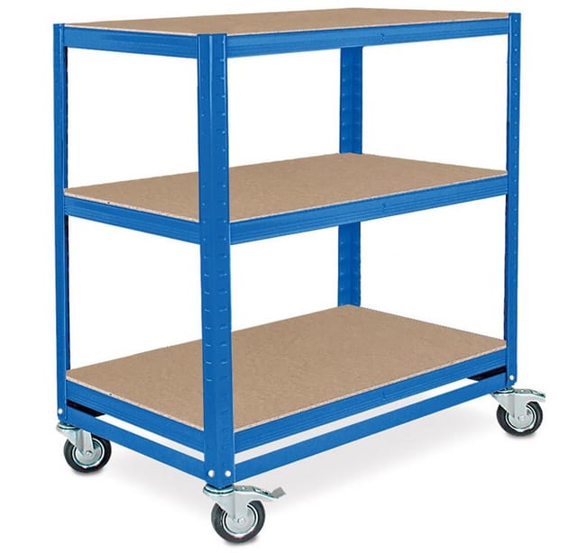 Brb Kommissionierwagen/etagenwagen Mit 3 Ebenen, Bxtxh 900x500x1030 Mm, Tragkraft 200 Kg (blau)