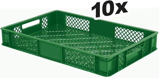 Brb 10x Eurobehälter/stapelbehälter, Lxbxh 600x400x90 Mm, Inhalt 15 Liter (grün)