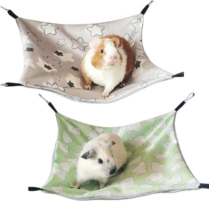 2er-pack Hängematte Für Meerschweinchen, 28 X 28 Cm, Doppelseitig, Mit Kühlender Eisseide Und Weichem Plüsch, Hängematte Für Hamster, Hängematte Für Nagetiere, Käfigzubehör