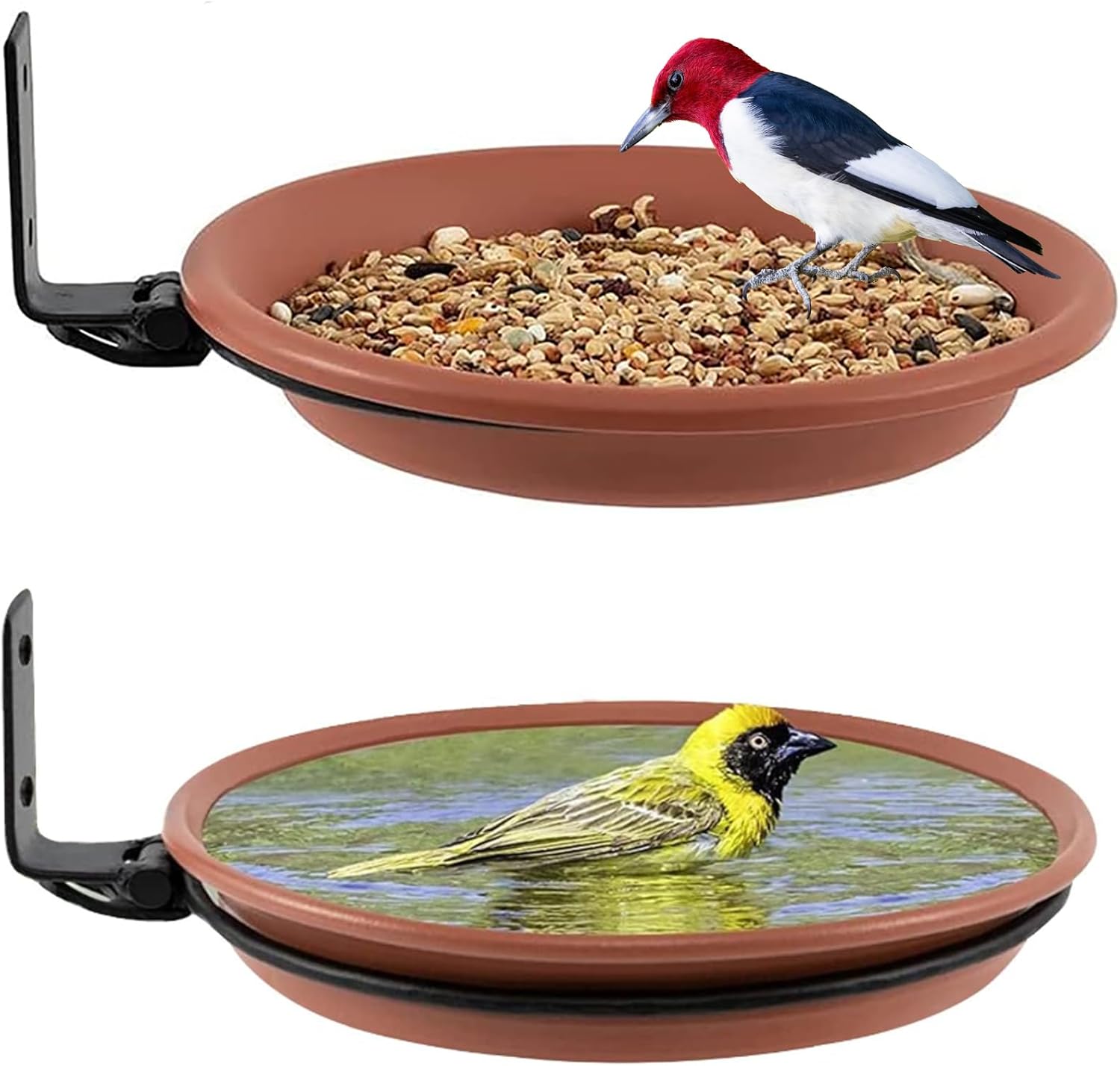2 Stück Hängende Vogelfutterstation Für Den Außenbereich, Vogeltränke Für Den Außenbereich, Wildvogeltränke, Balkontränke, Vogeltränke Für Terrasse/hof/garten (braun)
