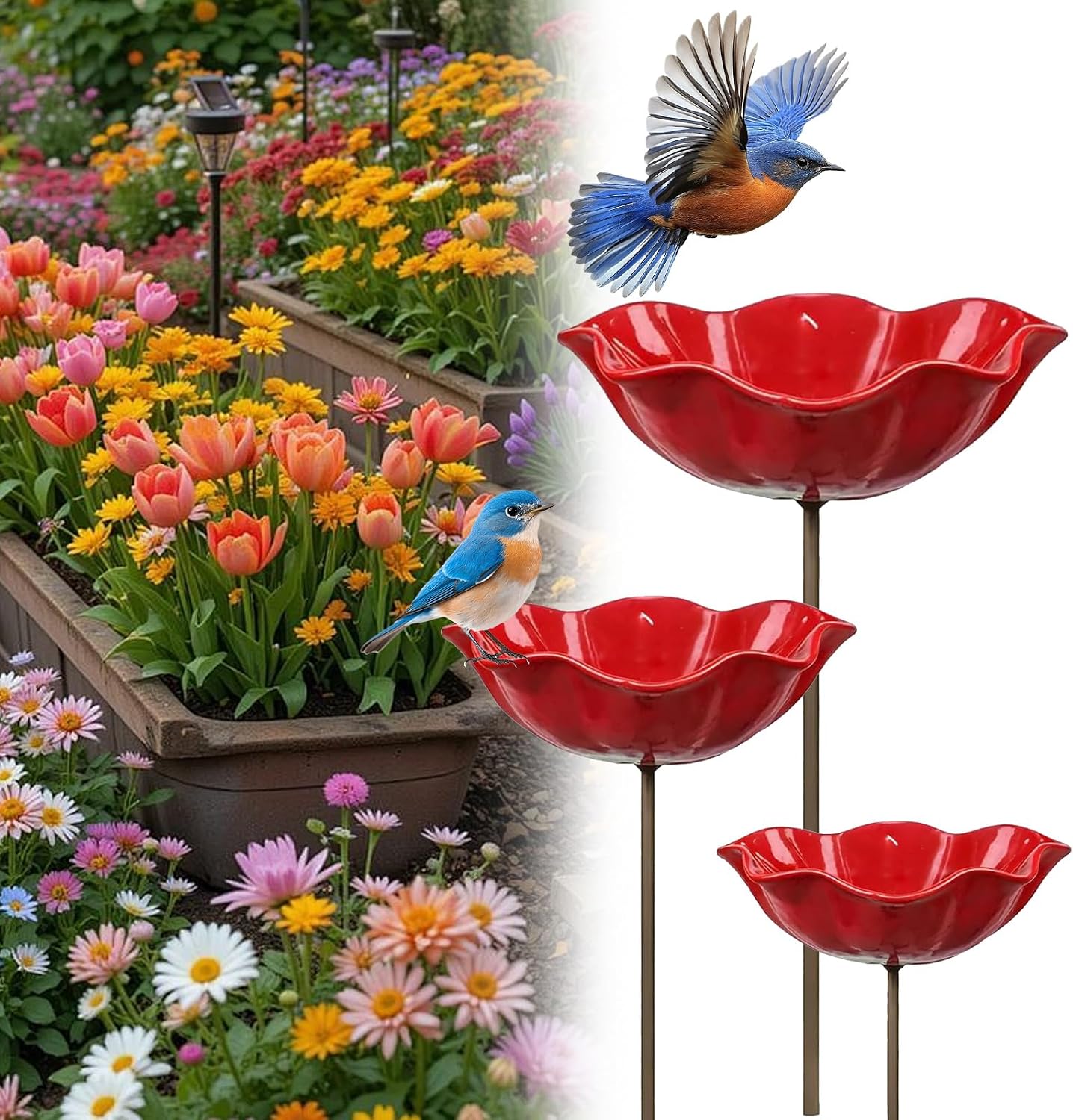 Blumen-vogeltränke Aus Metall, Bienenbewässerung Für Den Garten Im Freien, Vogel- Und Insektenbewässerung, Bienenbewässerung Für Garten, Hof Und Terrasse (3er-set).