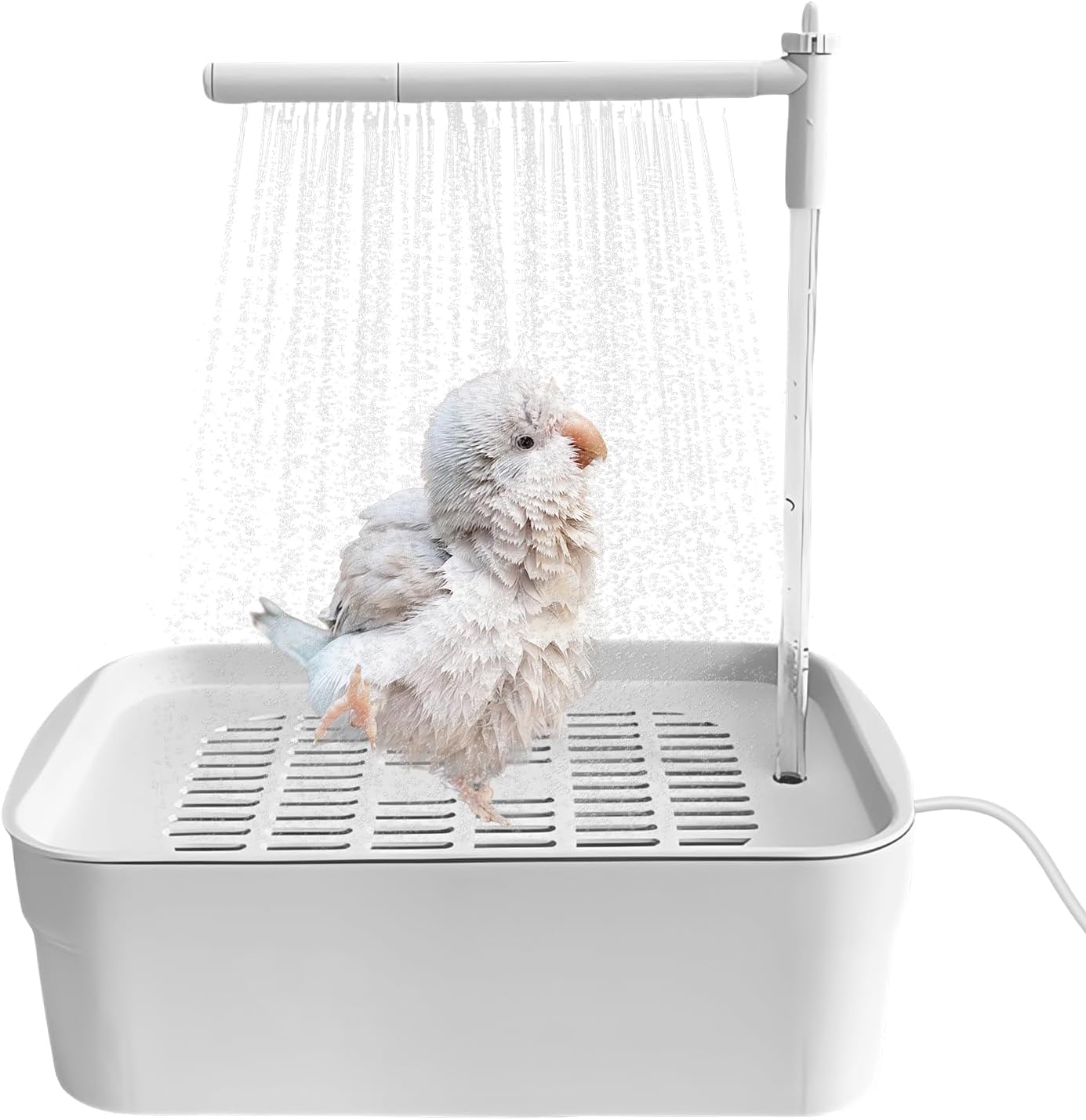 Sittichdusche, Vogelbad, Sittiche, Sittiche, Automatische Haustierbadewanne, Vogeldusche, Multifunktional, Mit Zirkulierendem Wasser, Weiß
