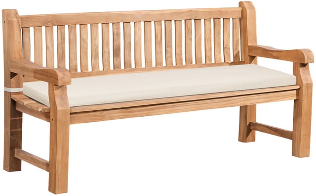 Gartenbank Teakholz Daxon Mit Sitzkissen Creme 180 Cm