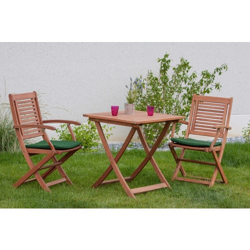 Cordoba Set 3tlg Eucalyptus Klapptisch, 70 X 70 Cm