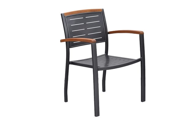 Tinos Stapelsessel 2er Set Graphit/natur Alu Akazie