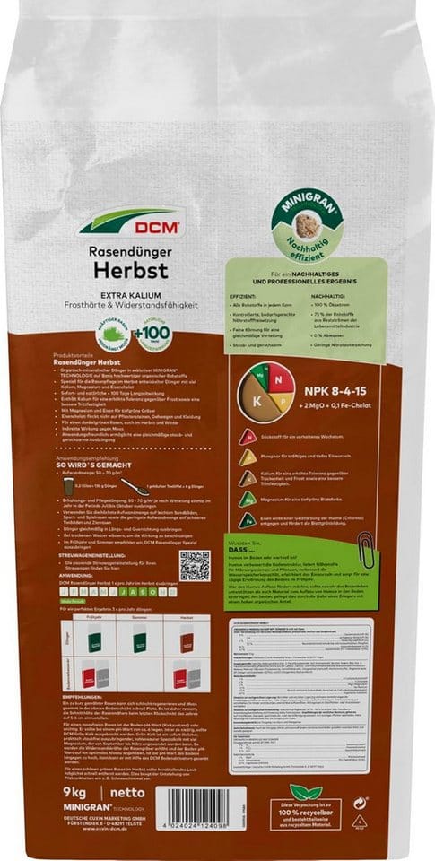 Dcm Rasendünger Herbst Minigran, 9 Kg