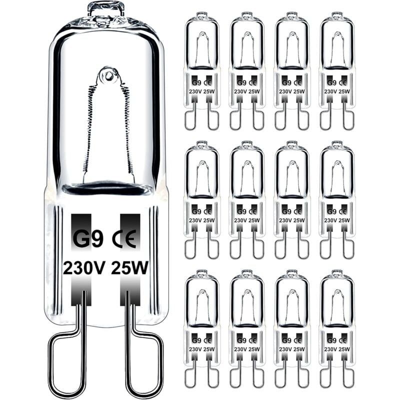G9 Halogenlampe 25w 230v Dimmbar Warmweiß 3000k 12er-pack Für Backofen, Mikrowelle, Herd, Deckenleuchte, Energieklasse G