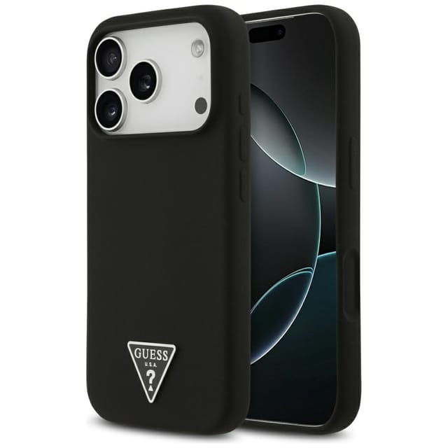 Guess Silikonhülle Mit Dreieck-logo Und Magsafe-funktion Für Iphone 17 Pro Max, Schwarz