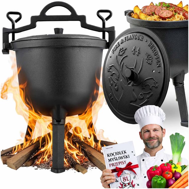 Gusseiserner Kessel 8l Für Jagdbraten Am Lagerfeuer/grill Bd-482 348200