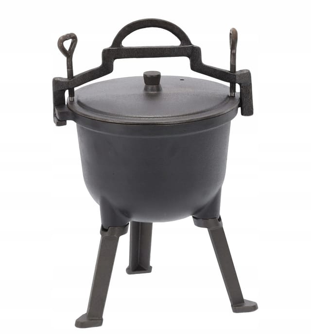 Gusseiserner Jagdkessel Für Lagerfeuer, Grill Und Braten, 5 L
