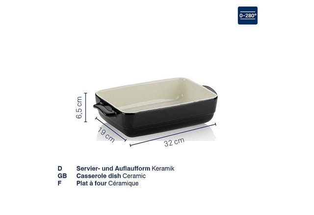 Kela Malin Ofenfeste Form, 32 X 19 X 6,5 Cm, Schwarz