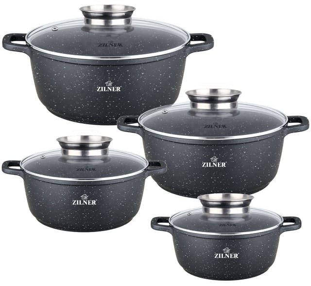 Set Aus 4 Töpfen Mit Marmorbeschichtung 16 20 24 28 Cm Zilner Zl-8900
