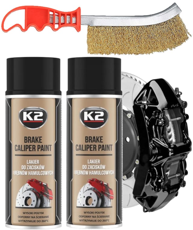2 X K2 Bremssattellack 400 Ml Schwarz + Pinsel