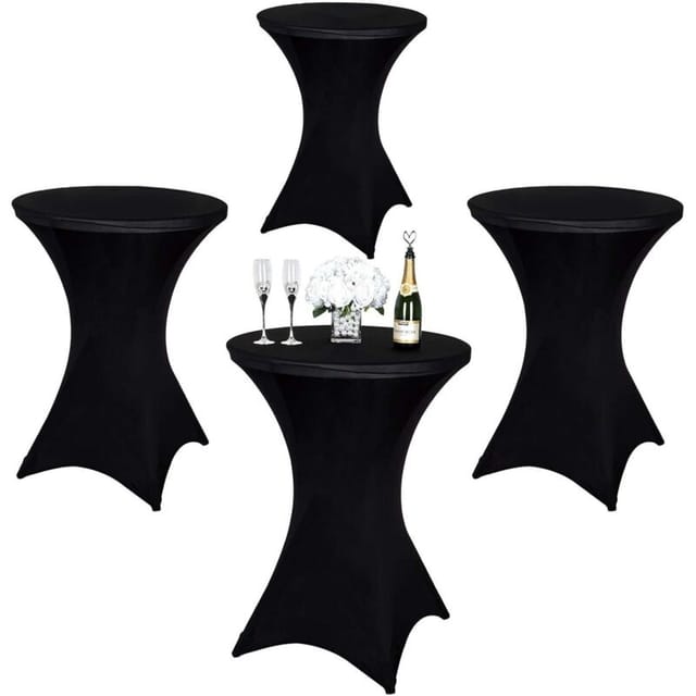 Set Mit 4 Schwarzen Stehtischdecken (80 X 110 Cm), Stretch-spandex-tischdecken, Perfekt Für Empfänge, Hochzeiten Und Events