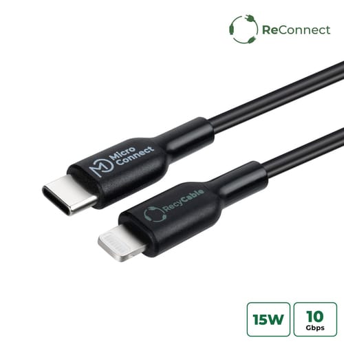Microconnect Eco-usb3.1cl1 Lightning-kabel 1 M Schwarz