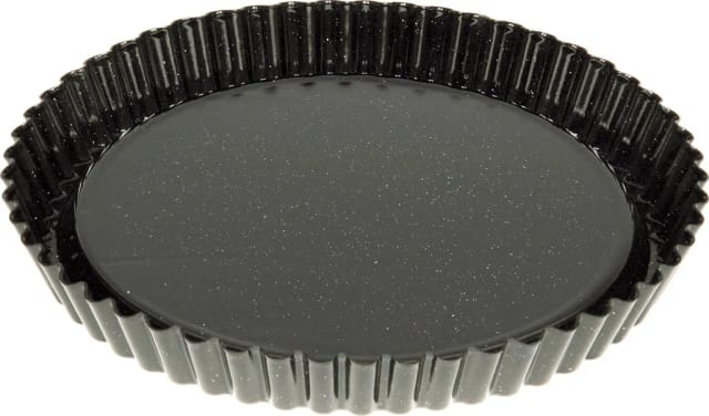 30 Cm Obsttarteboden, Emailliert, Professionelle Bäckerqualität, Schwarz / Obsttarteform / Französische Herzhafte Pastetenform