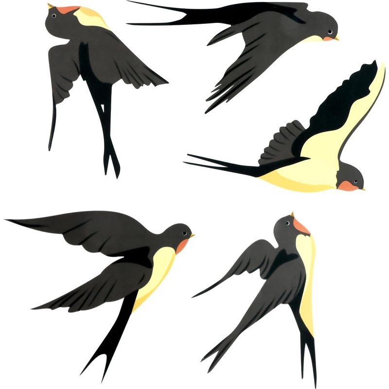 Vogelschutzaufkleber Mit Schwalbenmotiv Für Fenster, Verhindern Das Zusammenstoßen Von Vögeln Mit Ihren Fenstern Und Schützen Glastüren.
