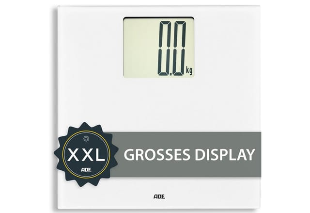 Badezimmerwaage Mit Großem Display, Bis 200 Kg, 30 X 30 Cm, Weiß / Ade