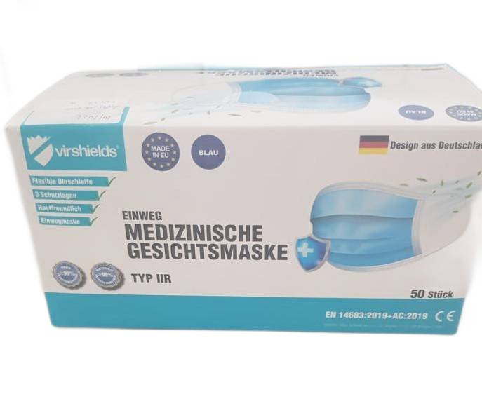 Masken Typ Ii R Blau Einweg 3-lagig Viershields 50 Stück