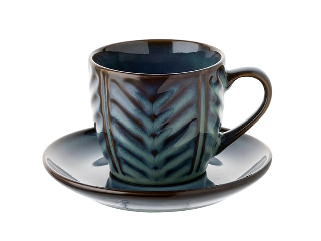 Tasse Mit Untertasse, Lehti-blau, 250 Ml