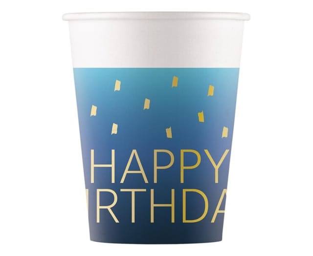Happy Birthday Pappbecher 200ml 8 Stück