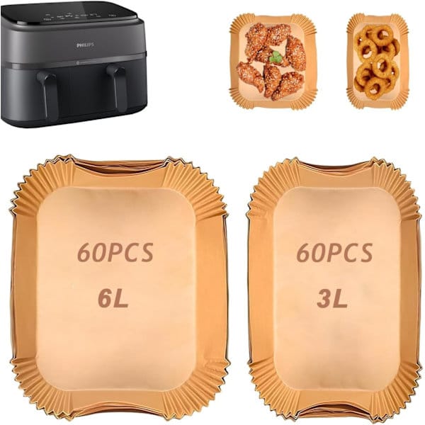 Philips Airfryer Backpapier, Geeignet Für 6l/3l Doppelkorb-airfryer, Serie 3000 Na350 00, Einweg-antihaft-backpapier, 120 Blatt Pro Packung.