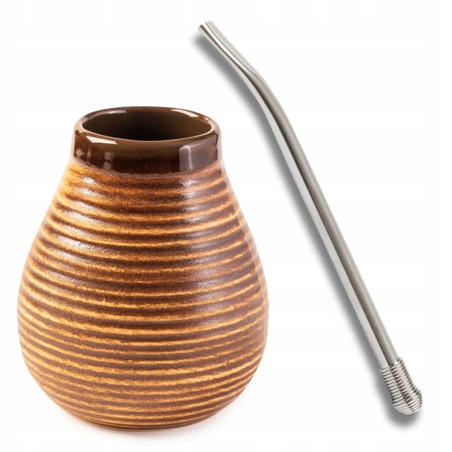 Yerba Mate Set – Matero Keramikflasche 330 Ml + Edelstahl-bombilla 16,3 Cm